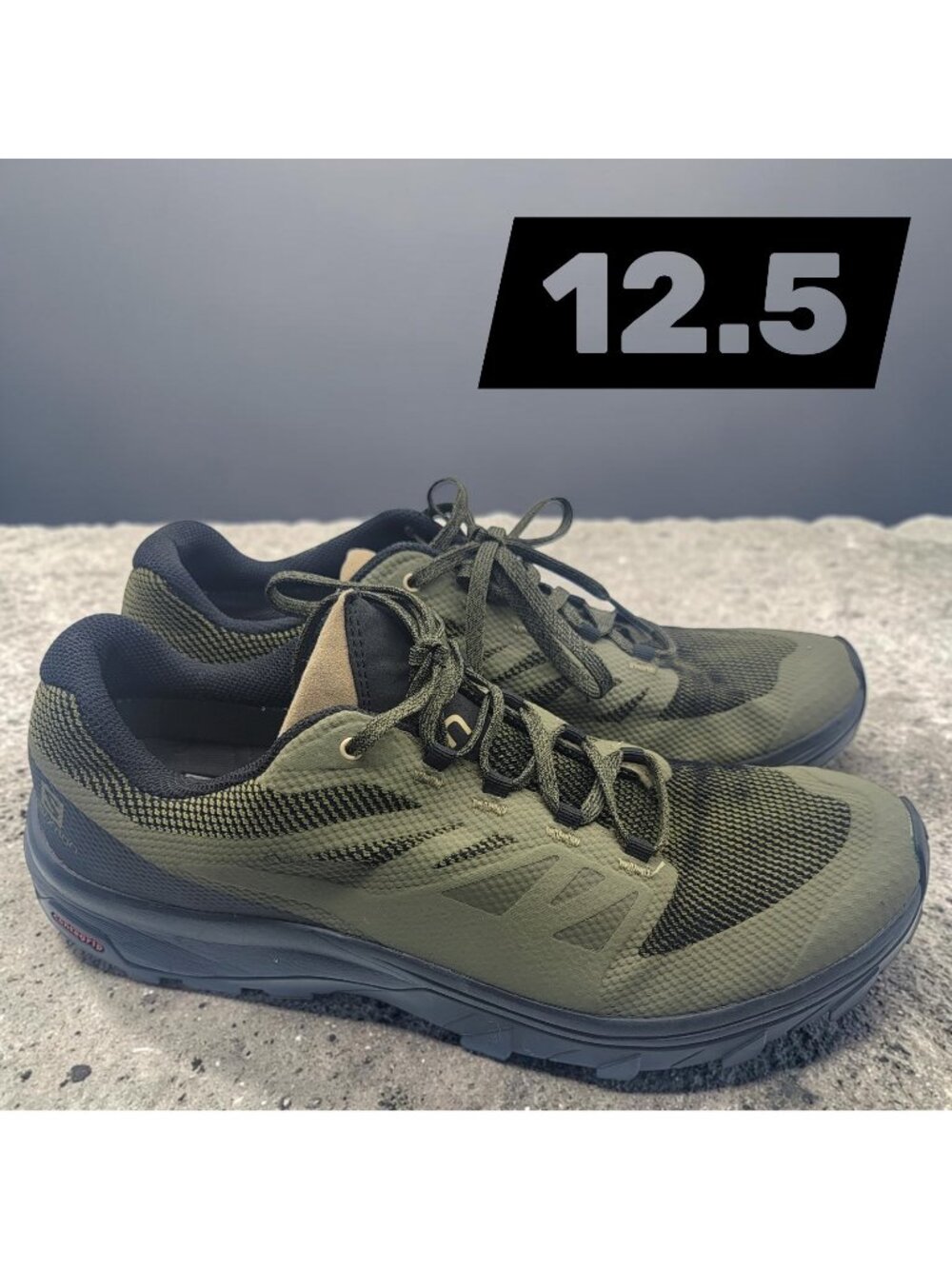 Salomon Outline Men’s Shoes Size 12.5 GTX Low Trail Running Hiking Olive Black